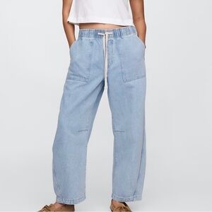GAP Mid Rise SuperSoft Pull-On Barrel Jeans